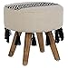 WOMO Design stolek do siedzenia z drewnianych nóg, obicie z tkaniny, 38 x 36 cm, wyglad drewna, bialy, czarny, stolek tapicerowany, stolek na nogi, stolek drewniany,siedzisko,stolek, siedzisko okragle