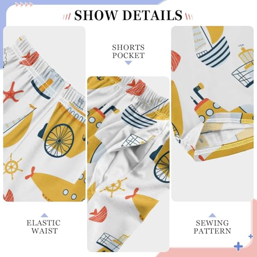 ZZXXB Sailboat Lighthouse Fish Boys Long Pants Soft Trousers Elastic Waist Kids Lounge Bottoms with Pockets S-XL4