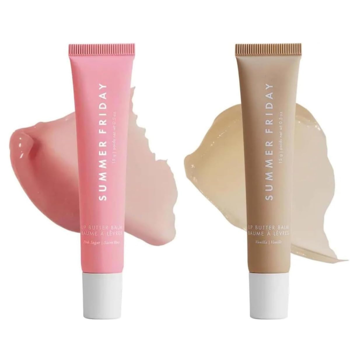 Summer Lip Balm Gloss Lip Oil Tinted Lip Balm Lip Mask Butter Conditioning Instant Brightened Moisture Dry Lips Hydration Sheer Tinted Soothing Pink Lip Care Shine Vanilla (2PC-A+D)