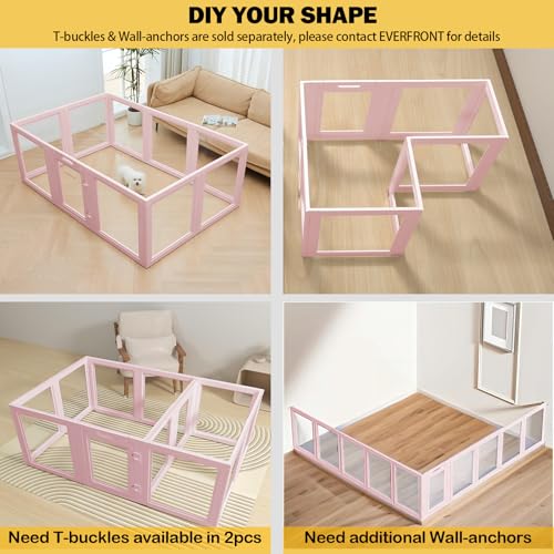 Image of 24 inch H Extension Kit 1 Gate + 1 Panel, T-Buckles for Compartment, Expandable Clear Dog Play Pen Acrylic Dog Playpen Indoor,for Puppy Cat Bunny Small & Medium Dogs