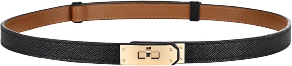 FENLDY 여성용 스키니 벨트 단색 합금 턴 락 조절 가능한 허리 사이즈 49.5-89.9cm(19.5-35.5인치) 드레스 청바지 바지 — 사진 1