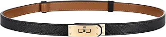 Women's Skinny Belt Solid Color Alloy Turn Lock Adjustable Waist Belt