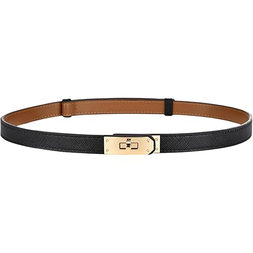 FENLDY Adjustable Thin Belts For Womens Skinny Belts For Dresses Womens Solid Color Alloy Turn Lock Belts For Jeans