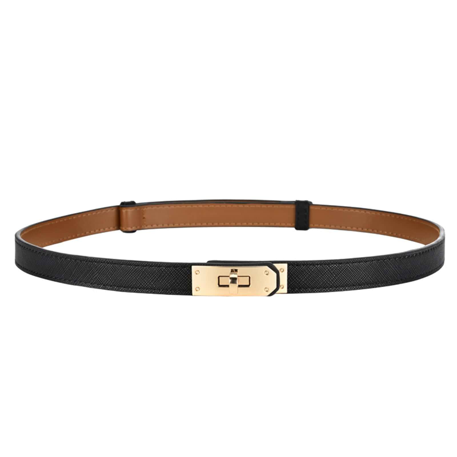 FENLDY Women's Skinny Belt Solid Color Alloy Turn Lock Adjustable Waist Size 19.5-35.5 In For Dresses Jeans Pants