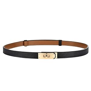 FENLDY Adjustable Thin Belts For Womens Skinny Belts For Dresses Womens Solid Color Alloy Turn Lock Belts For