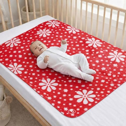 Image of Btag Baby Waterproof, Super Soft Fast Drying Mattress Protector | Extra Absorbent, Anti-Itching Sheet for New Born,Toddler (Size 70x100 cm, Pack of 1, Pink Flower)