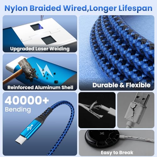 Image of Multi Charging Cable for iPhone iWatch Charger with Dual Type-C Ports, 5FT