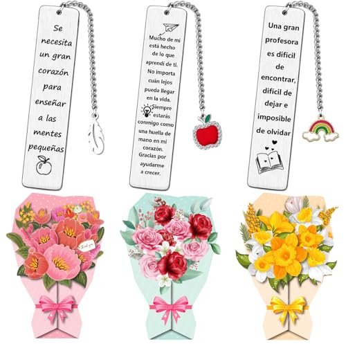 Regalos de Fin de Curso para Profesores - Pack 3 Marcapáginas + Tarjetas Personalizadas | Detalle para Maestras (Día del Maestro/Educación Infantil) | Material Ecológico y Duradero Regalos de Fin de Curso para Profesores - Pack 3 Marcapáginas + Tarjetas Personalizadas | Detalle para Maestras (Día del Maestro/Educación Infantil) | Material Ecológico y Duradero