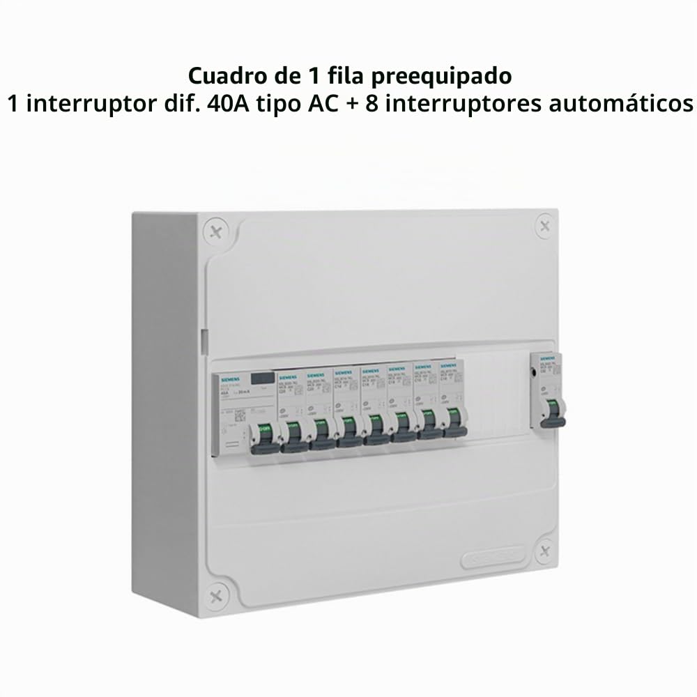 Cuadro 1 fila preequipado 1 inter. diff. 40 A tipo AC + 8 disyuntores