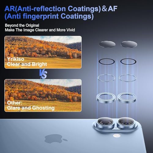 Image of Choiche Camera Lens Protector Compatible for iPhone 17 (Blue) - 9H Tempered Glass Camera Cover, HD Clear Anti-Scratch Screen Protector with Metal Ring Decoration, Case Friendly, Night Shot Safe