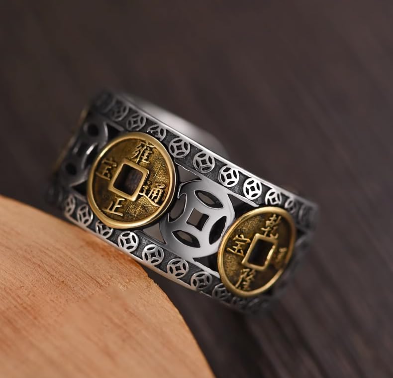 Miniatura 5 de Feng Shiu Ring Anillo Mantra Good Luck Fortune Wealth Protection Efficacious Rings for Men & Women, Adjustable Ring(Pi-XIU T)