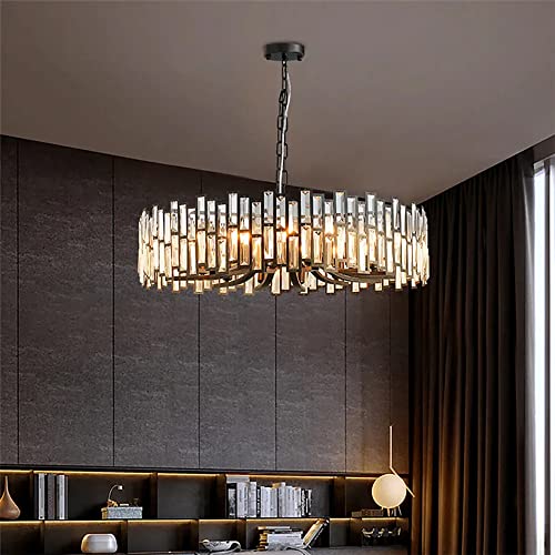 LOVEDIMA Crystal Chandeliers for Dining Room, Modern Geometric Chandelier Round