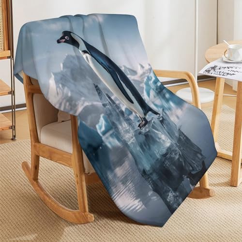 Couverture en peluche chaude et confortable pingouin plaid lavable - 8