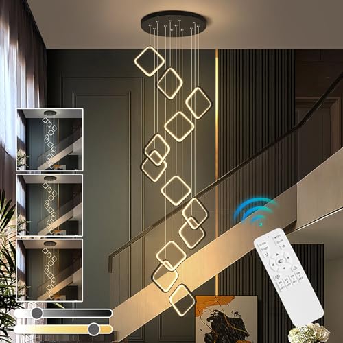 Plafonnier haut plafond variable MOCHAMIK grand lustre escalier - 2