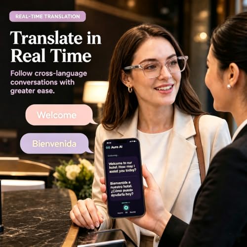 Image of Al Smart Glasses,Bluetooth Translation Glasses with 164 Languages-Pink
