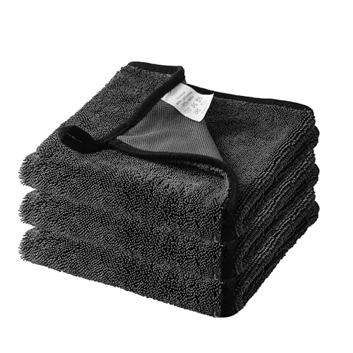 FOGOIN Microfibre Cleaning Cloth Drying Towel 60 x 40 CM, Quick Dry Streak Free Large Dry Towels Cleaner Cloths for Car Detailing, Hair, Bath, Shower, Window, Gym, Travel, Bathroom (3 Pieces)