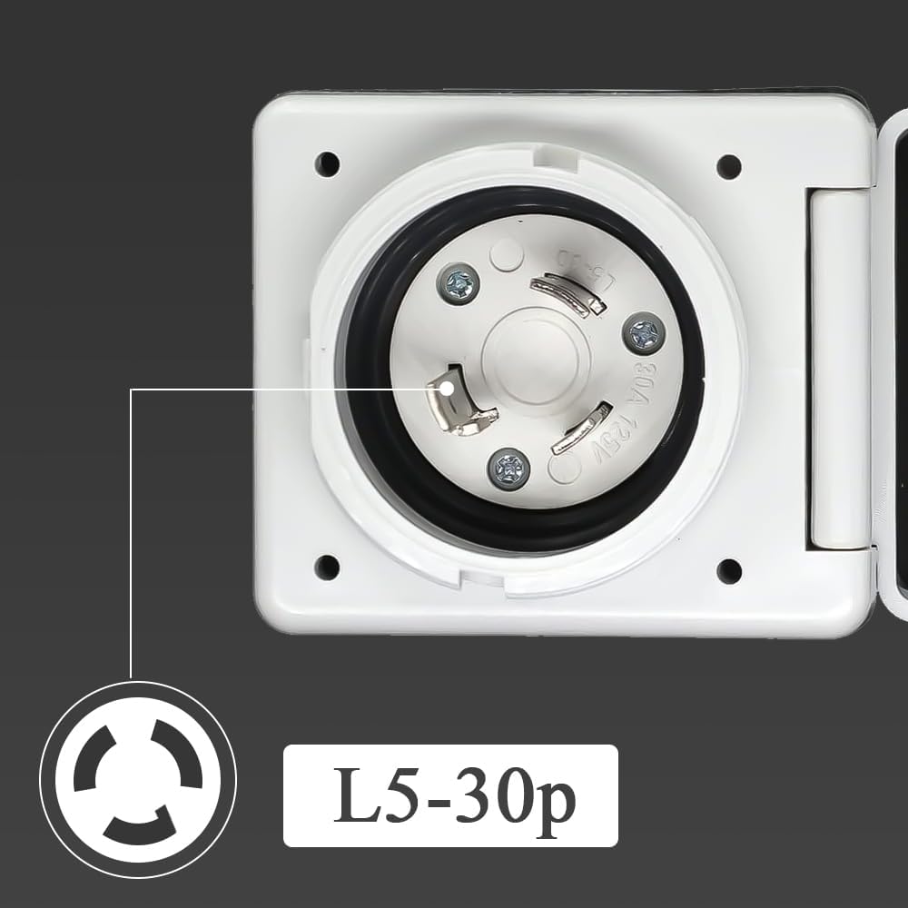30 Amp RV Plug Power Inlet Box and 30 Amp RV Outlet to 15 Amp 110 Volt Standard Household Plug for 30 Amp RV to House Outlet 15 Amp 110/120V