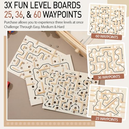 Juego de Mesa Laberinto de Madera con 3 Tableros Intercambiables miniatura 4