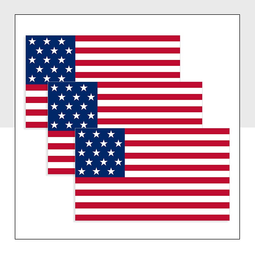 United States Flags Stickers Pack of 3 (100 x 60 mm) Waterproof USA Labels for Car Laptop Bike Van Helmet Packwith® #P1100