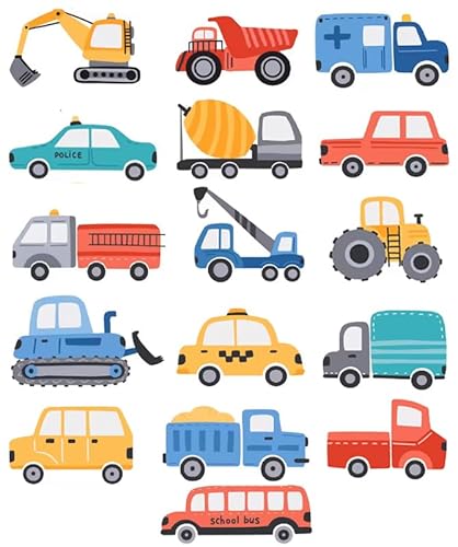 Cntg Design CNTGDSGN1980 48 Pcs Construction Vehicles Wall Decals Car Truck Bus Tractor Excavator Transportation Wall Stickers Kids Bedroom Boys Room Playroom Wall Decor cover