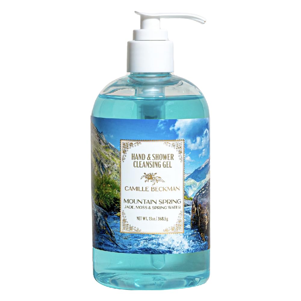 Camille Beckman Hand & Shower Cleansing Gel, Mountain Spring, 13 oz | Fresh aquatic blend of jade, moss & musk; aloe & provitamin B5