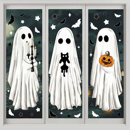Heirloom Haven 3 Sheets Halloween Large Ghosts Window Clings Decoration - image 1