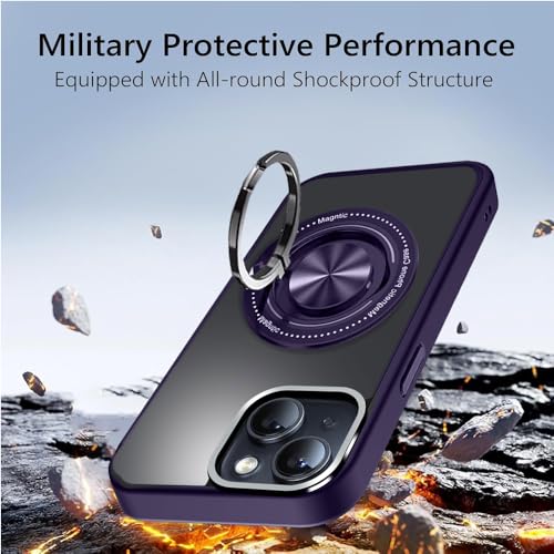 Image of KARWAN️360 Degree Stand with Mag-Safe Case with N52 Strong Magnets Mag-Safe Phone case Cover for iPhone 15 || Mobile Back Cover for iPhone 15 || Purple
