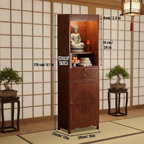 Table d'autel de méditation bouddhiste chinoise en bambou 15in