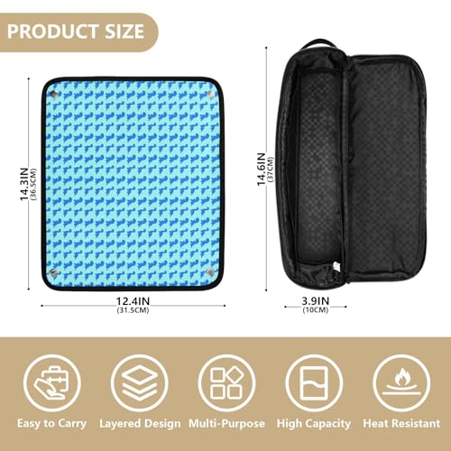 Organizador 2 en 1 para herramientas de cabello con tapete resistente al calor removible, bolsa de viaje para planchas, rizadores y secadora, diseño dinosaurio miniatura 4
