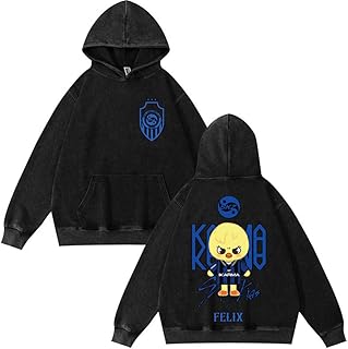 Comprar Silver Basic KPOP Stray-kkids Mujer Hombre HYUNJIN HAN Linda Sudadera Estampada con Capucha de Dibujos Animados