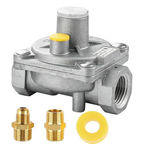 1/2 Natural Gas and Liquefied Interchange Pressure Regulator for NG/LPG Grills Heaters & Outdoor Appliances Propane Pressure Regulator with 2 Brass 1/2 NPT Conversion Adapter