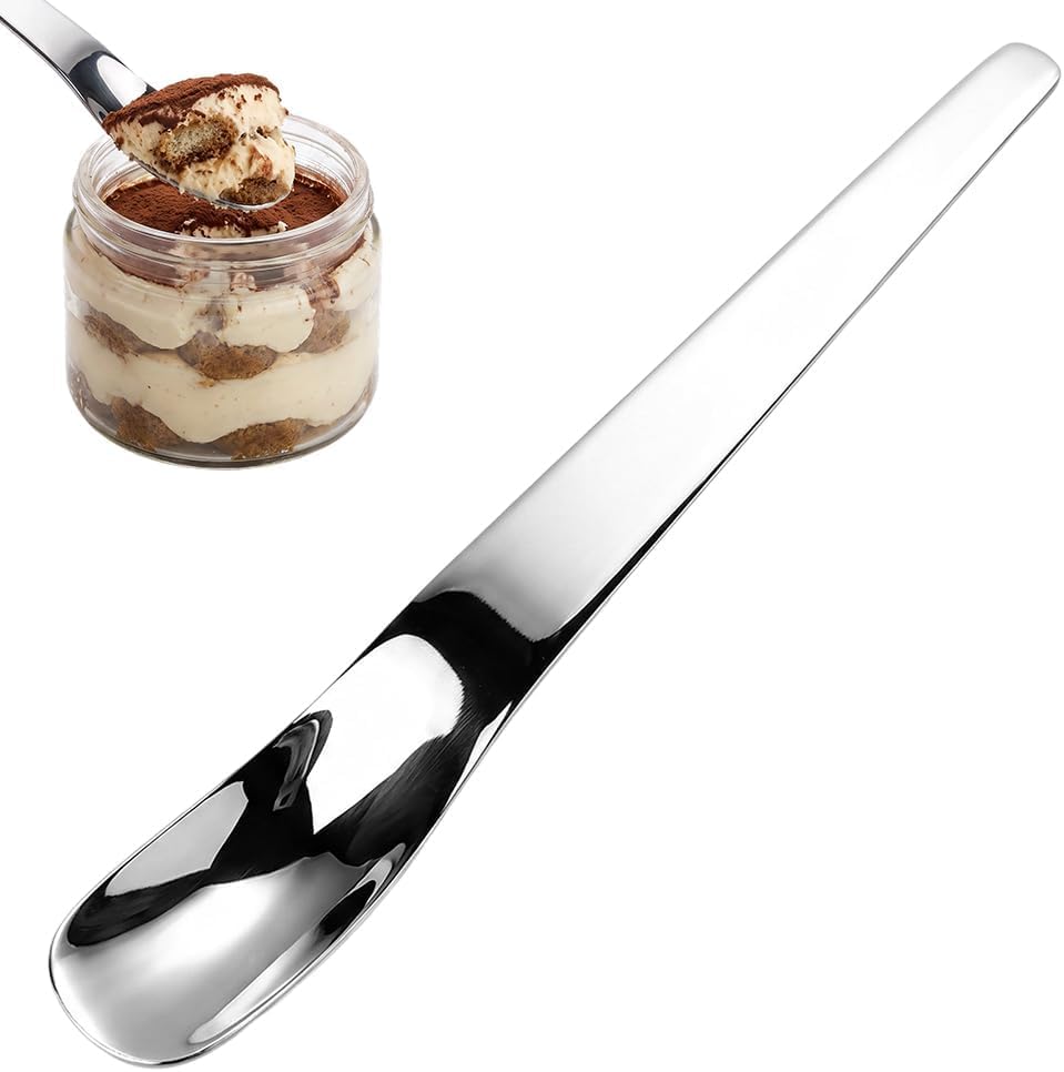 Stainless Steel Dessert Spoon with Long Ergonomic Handle, 2027 New Dessert Spoon，silver-1pcs