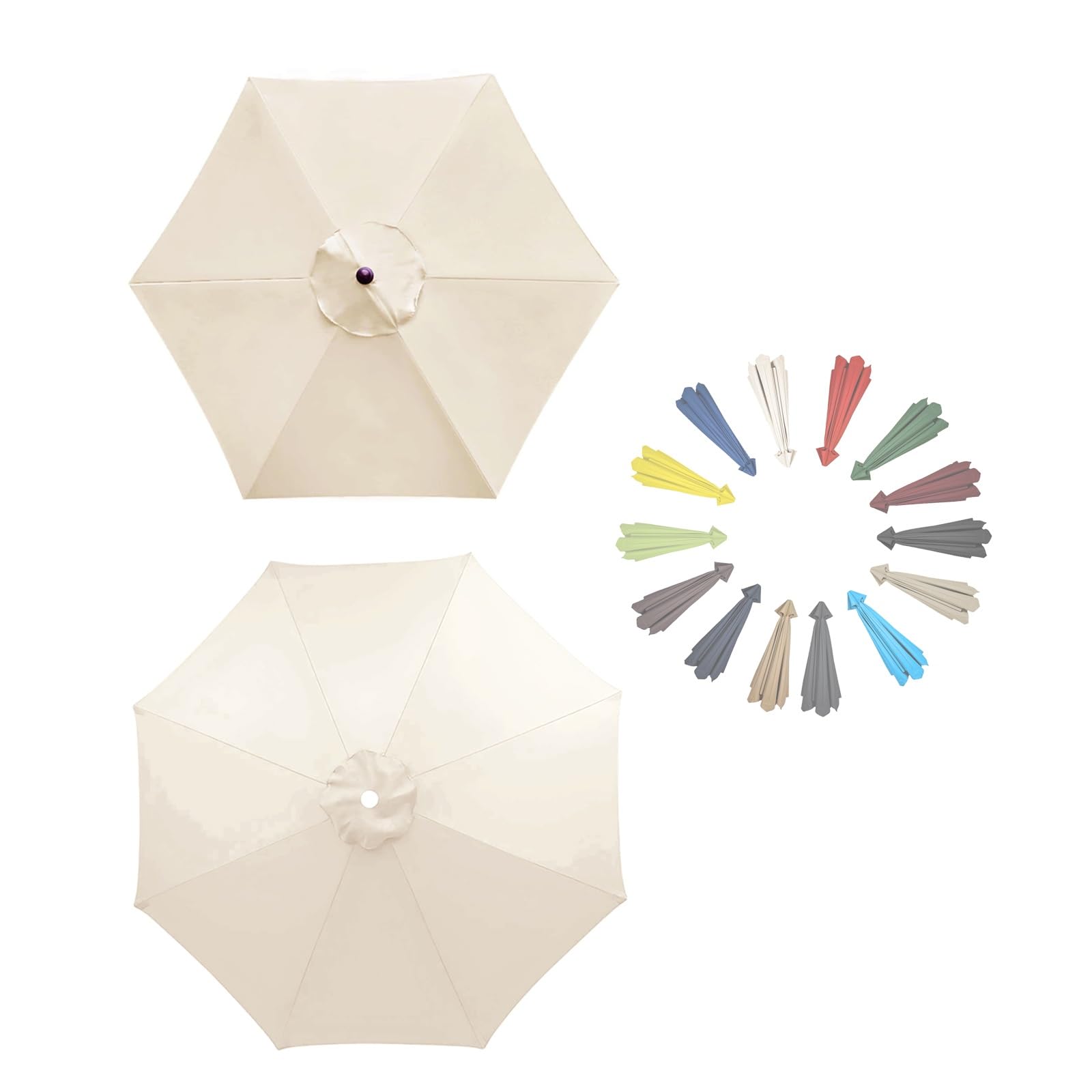 GZDXBF Replacement Canopy Top, Replacement Parasol Fabric Cover Anti-Ultraviolet Replacement Parasol Cover(White,6 RIBS: 250CM/8.2FT)