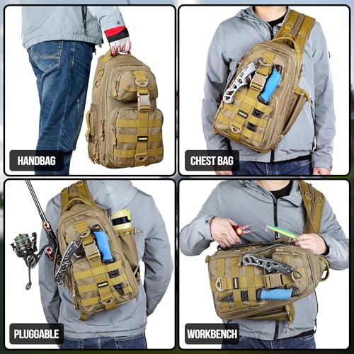 Image of PLUSINNO Fishing Backpack Tackle Bag, Water-Resistant Backpack with Rod Holder, Ideal Gifts for Men
