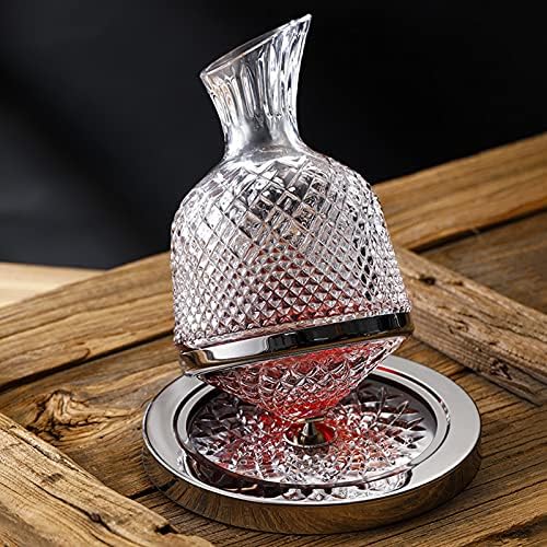Baoblaze Luxurious 360° Rotating Tumbler Design Crystal Glass wine carafe decanter Liquor Pourer Dispenser Holder for Bar Home