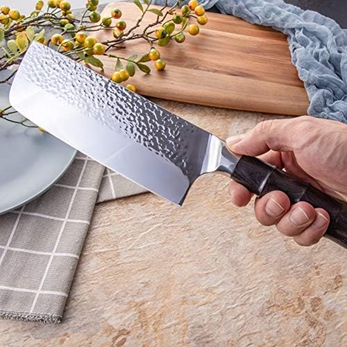 MAYiT Meat Cleaver Knife, Stainless Steel Nakiri Kitchen Knife Japanese Non-stick Blade Small Cleaver 5Cr15mov Sharp Knives Kitchen Tools