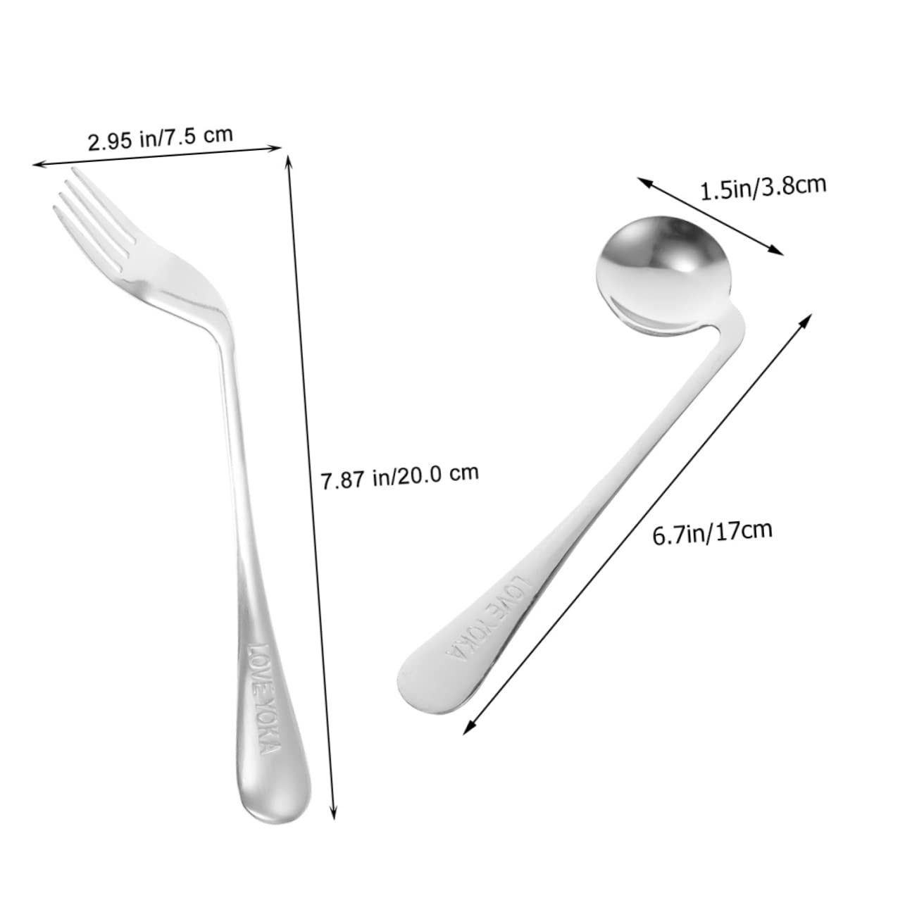 CLISPEED Sturdy Stainless Steel Angled Spoon and Fork Non-Slip Design for Elderly Disabled and Patients