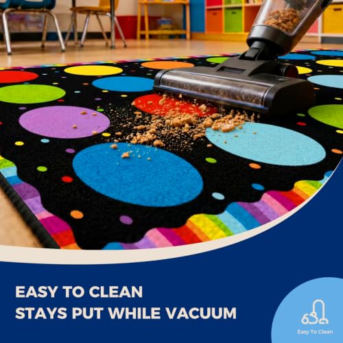 Booooom Jackson Classroom Rug - 7'6''x13' Rainbow Seating Dots Preschool Classroom Carpet, Non-Slip & No-Trip Edges, Vibrant Colors for Kids Playroom Floor Mat - image 6