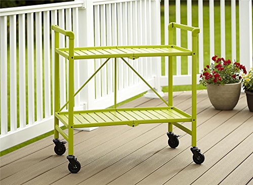 Cosco Outdoor Living Indoor/Outdoor Folding Serving Cart, Apple Green