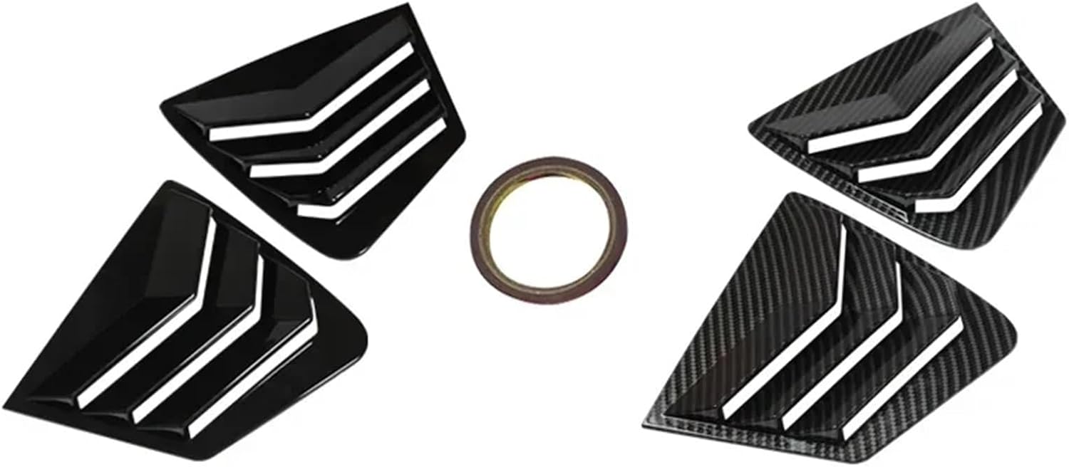 Compatible for Honda Civic 9th Gen 2011-2015 Sedan Rear Side Window Louvers Air Vent Scoop Shades Cover Trim Blinds Carbon Style(Gloss Black)