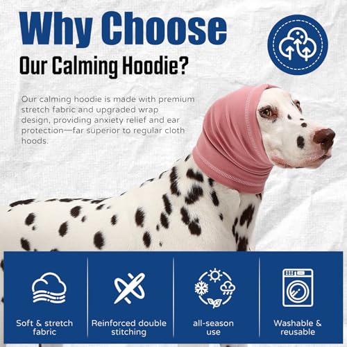 Image of Dog Calming Hoodie Quiet Head Cover Sleeves Anxiety Relief /Noise Protection - Grooming - Thunder - Fireworks