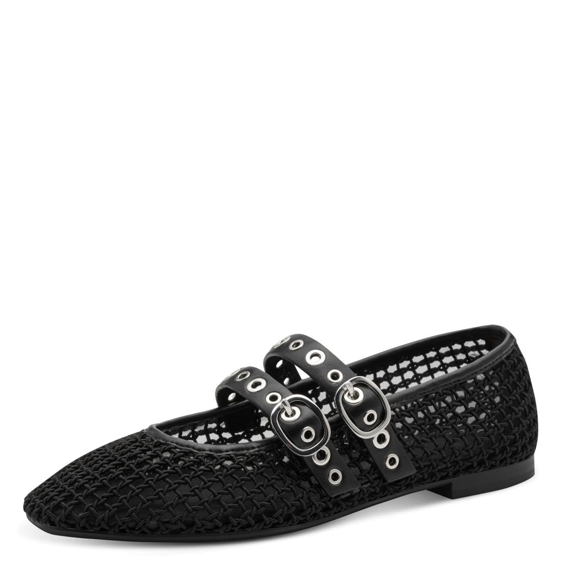 Tamaris Women's ballerina with strap flat black 6.5 UK