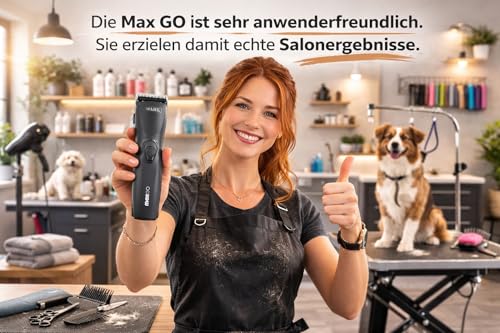 Rotschopf24 Edition: Profi Schermaschine Max Go + acht Metallaufsätze! Bis zu 3 Std. kabellos arbeiten. Sehr gute Qualität!! Für Wahl Hundeschermaschinen Liebhaber