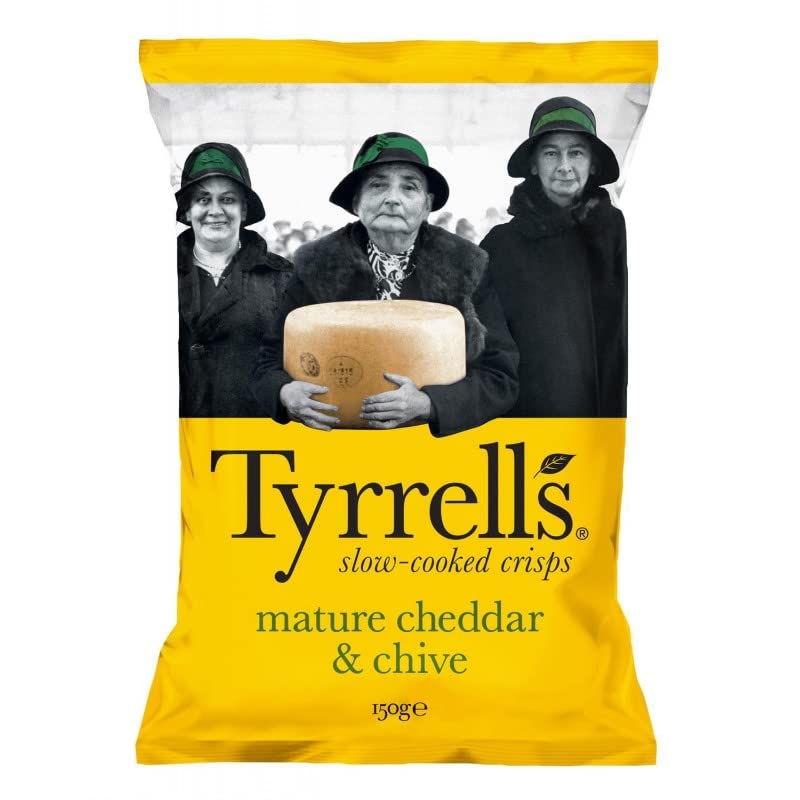 Chips Tyrrell's au Cheddar Affiné et Ciboulette, 150g - Gourmet et Croquantes pour Vos Apéritifs Chic - Craquez Maintenant! - Le Lot De 3