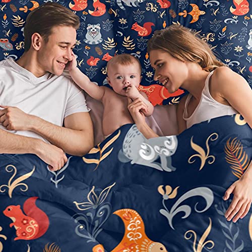 Duvet Covers Set Twin Animals Of Bear Owls And Fox - Soft And Breathable Microfiber Comforter Bedding Set With Zipper Closure For Kids Women Men, 1 Duvet Cover 2 Pillowcase #TOP5