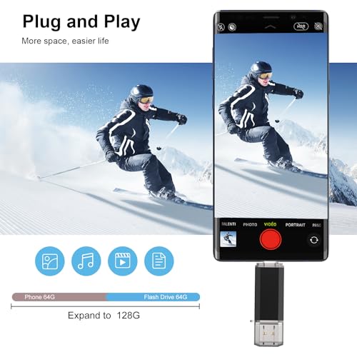 RAOYI Chiavetta USB 3.0 Gen1 64GB Doppia USB-C e USB-A - OTG, Compatibile con PC, Smartphone Android, Xiaomi/OnePlus (Nero)