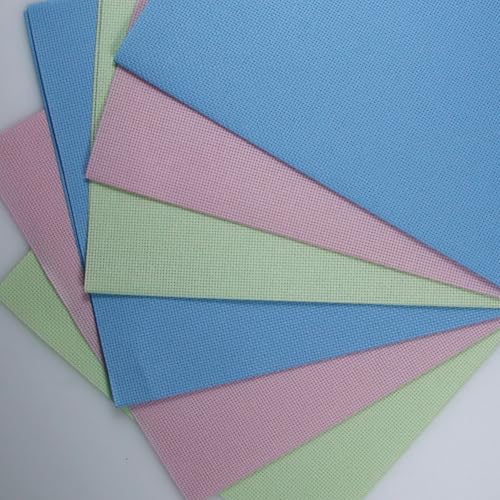 Image of KCS 4 /6 pc of 12 inch x 18 inch 30cmx45cm 16CT Counted Cotton Aida Cloth Cross Stitch Fabric (Light Blue+Pink+Light Green, 6 pc)