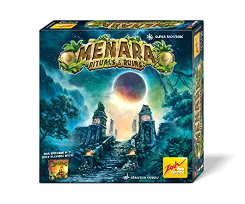 Juego cooperativo Menara Rituals und Ruins con columnas de madera