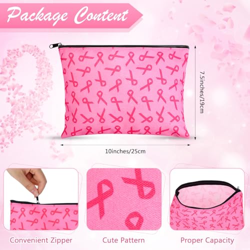 Patelai Breast Cancer Awareness Gift Set for Women Breast Cancer Survivor Tumbler Engraved with Hope Strength Cure Inspirational Gift Cosmetic Pouch Makeup Bag and Socks(Pink)4