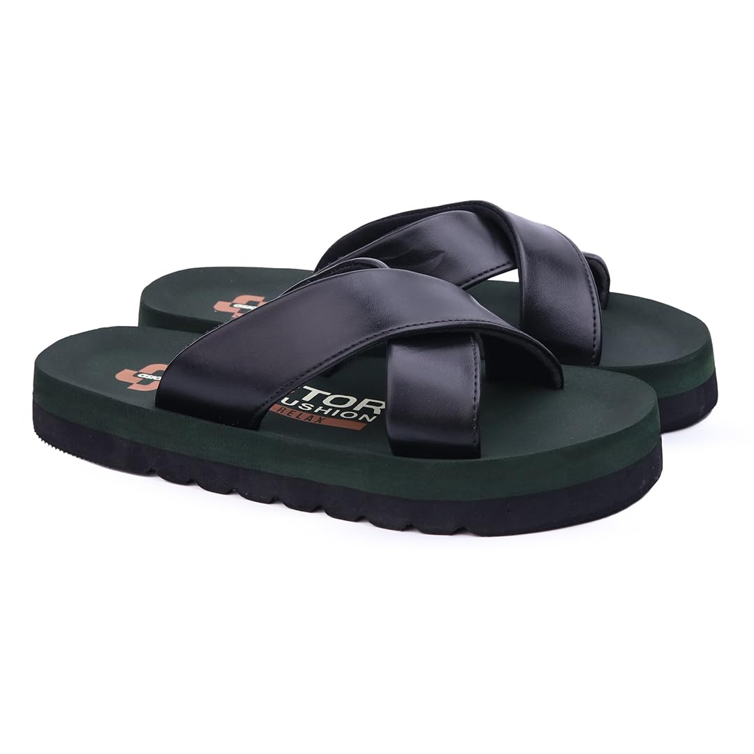 AFG-778 Men's Comfort Slippers with Cross Strap Design, Dr. Soft Cushion Footbed | Lightweight Sole, Casual Daily Wear Slides-image-10